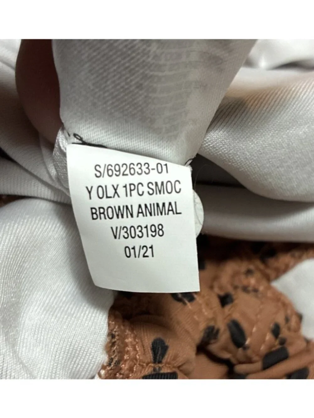 Old Navy Girls Smocked O-Ring One-Piece Swimsuit Brown Animal Print Size M 8 NWT